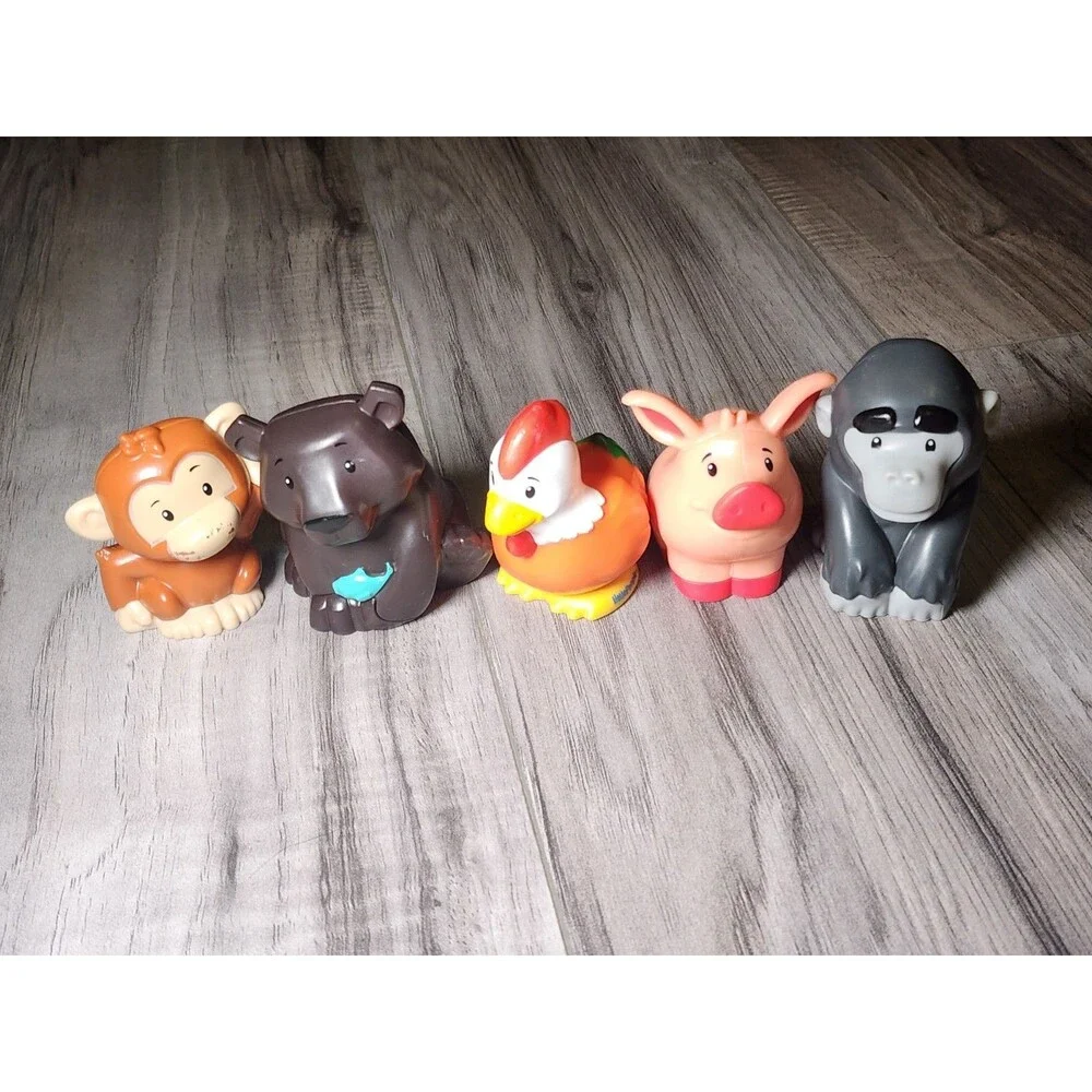 Fisher Price Little People Animal Lot Zebra Giraffe Monkey Gorilla Bear Cow Pig